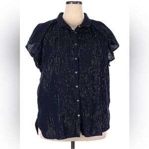 Gap XXL short sleeve top navy with metallic stripes